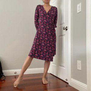 Betabrand Venus Wrap Dress (Floral-doggie)